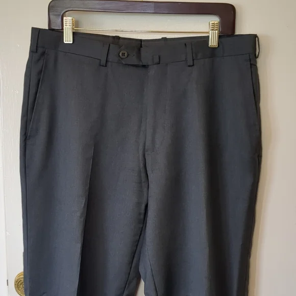Ermenegildo Zegna Wool Dress Pants 34X28.5 Dark Gray 50 Regular Straight Leg - Picture 1 of 16